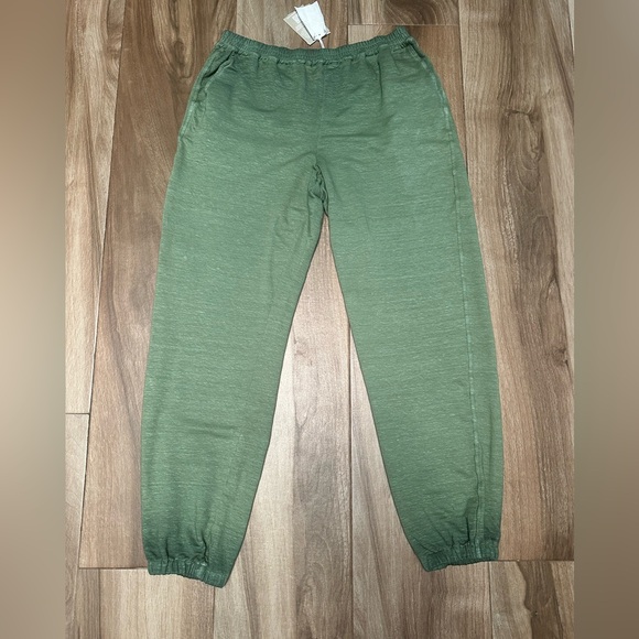 NWT 120% Lino Green Women’s Linen Casual Pants  Sweatpants No Drawstring Italian - Picture 2 of 12